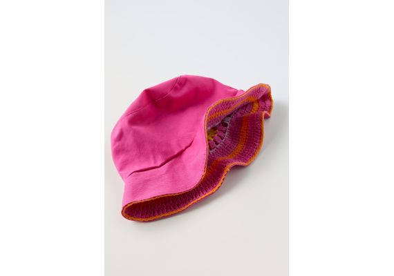 Zara  reversible crochet bucket hat , Цвет: Розовый, Размер: 1-3 лет (50 см), изображение 4