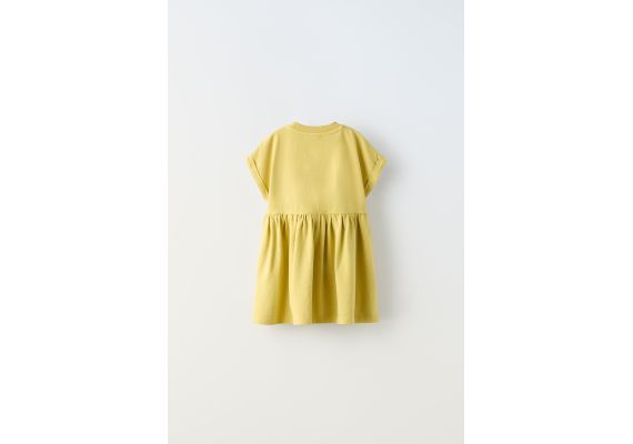 Zara Платье с эффектом потертости и вышивкой , Цвет: Зеленый, Размер: 3 лет (98 см), изображение 4