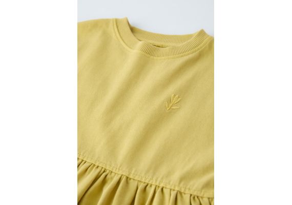 Zara Платье с эффектом потертости и вышивкой , Цвет: Зеленый, Размер: 3 лет (98 см), изображение 5