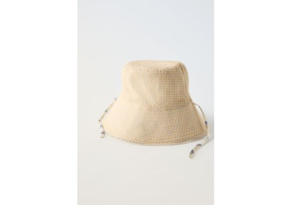 Zara   reversible floral check bucket hat , Цвет: Бежевый, Размер: 1-3 лет (50 см), изображение 2