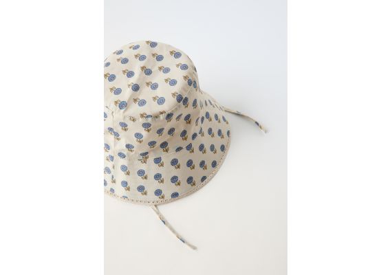 Zara   reversible floral check bucket hat , Цвет: Бежевый, Размер: 1-3 лет (50 см), изображение 3