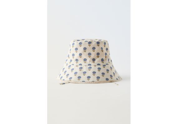 Zara   reversible floral check bucket hat , Цвет: Бежевый, Размер: 1-3 лет (50 см), изображение 5