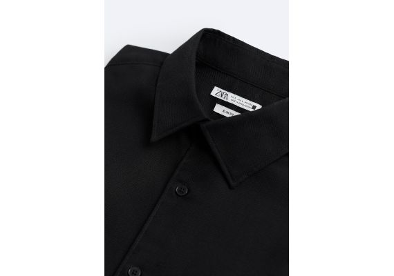 Zara Рубашка с разделителем easy care textured shirt , Цвет: Черный, Размер: M (US M), изображение 11