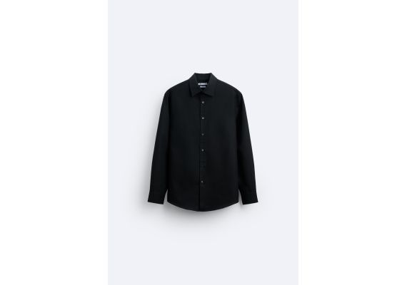 Zara Рубашка с разделителем easy care textured shirt , Цвет: Черный, Размер: M (US M), изображение 7