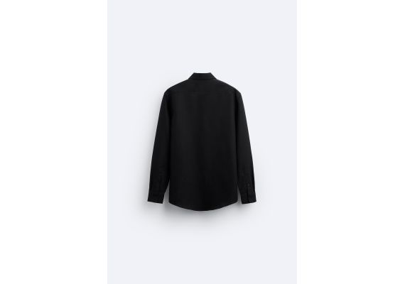 Zara Рубашка с разделителем easy care textured shirt , Цвет: Черный, Размер: M (US M), изображение 8