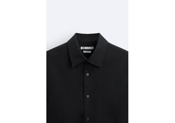 Zara Рубашка с разделителем easy care textured shirt , Цвет: Черный, Размер: M (US M), изображение 9