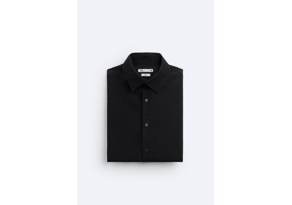 Zara Рубашка с разделителем easy care textured shirt , Цвет: Черный, Размер: M (US M), изображение 10