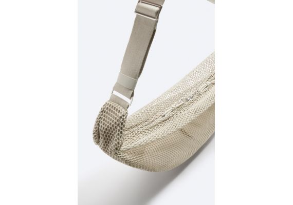 Zara   сумки xl mesh crossbody bag , Цвет: Бежевый, Размер: Только один размер, изображение 3