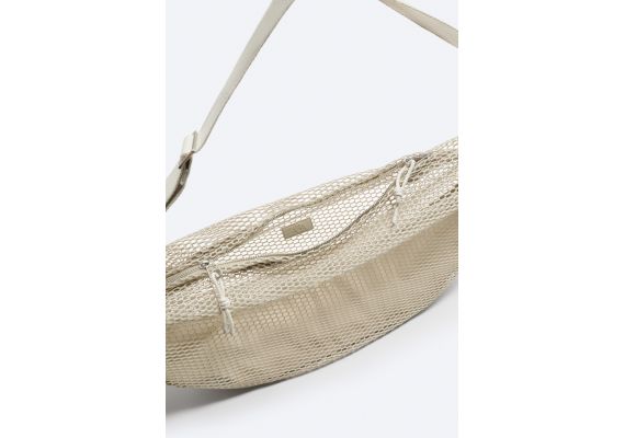 Zara   сумки xl mesh crossbody bag , Цвет: Бежевый, Размер: Только один размер, изображение 4