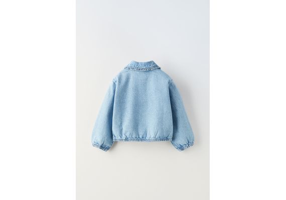 Zara Рубашка с вышивкой цветов на джинсовой ткани , Цвет: Синий, Размер: 5-6 лет (116 см), изображение 5