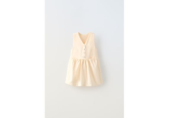 Zara Платье с открытыми плечами и застежками , Цвет: Бежевый, Размер: 1½ лет (86 см), изображение 2