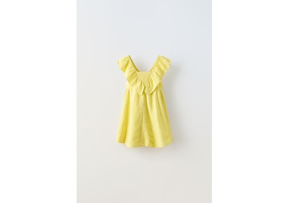 Zara Платье из льна с оборками , Цвет: Жёлтый, Размер: 1½ лет (86 см)