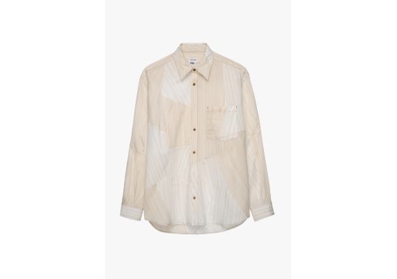 Zara Рубашка из коллекции striped patchwork shirt - limited edition , Цвет: Белый, Размер: S (US S), изображение 5