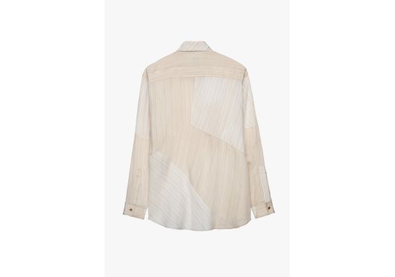 Zara Рубашка из коллекции striped patchwork shirt - limited edition , Цвет: Белый, Размер: S (US S), изображение 6