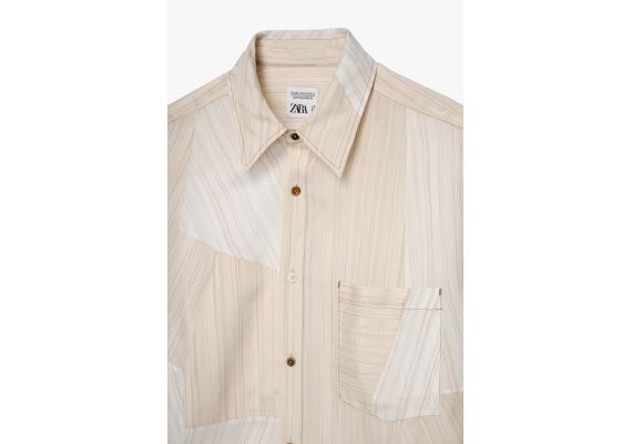 Zara Рубашка из коллекции striped patchwork shirt - limited edition , Цвет: Белый, Размер: S (US S), изображение 7