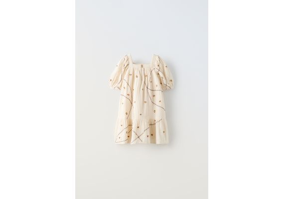 Zara Платье с геометрической вышивкой , Цвет: С принтом, Размер: 1½ лет (86 см), изображение 2