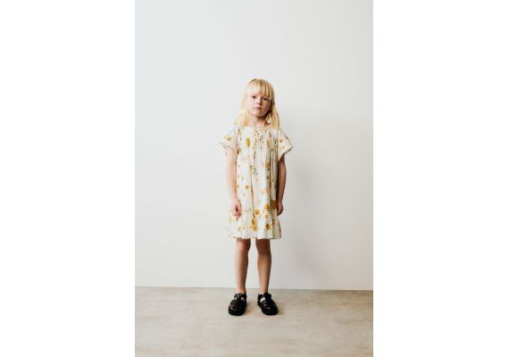 Zara Платье в цветочный принт , Цвет: Бежевый, Размер: 3 лет (98 см)