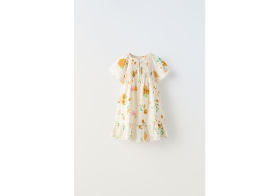 Zara Платье в цветочный принт , Цвет: Бежевый, Размер: 3 лет (98 см), изображение 2