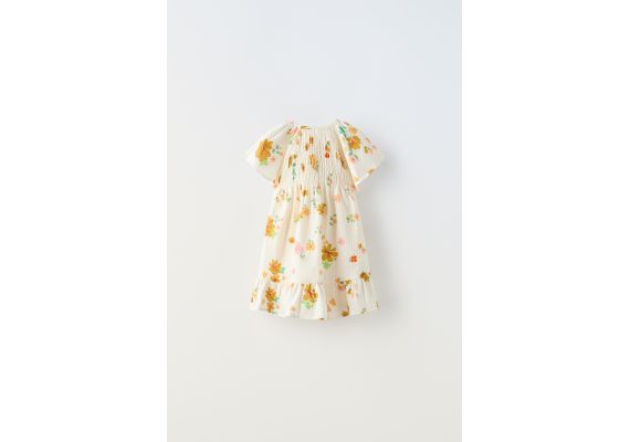 Zara Платье в цветочный принт , Цвет: Бежевый, Размер: 3 лет (98 см), изображение 3