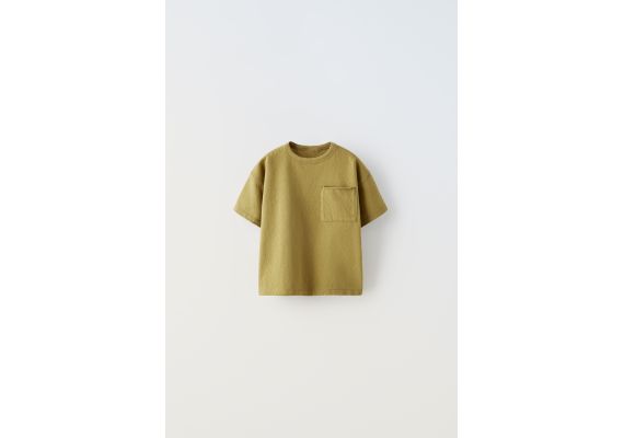 Zara Футболка с вырезом "jacquard" и карманом , Цвет: Зеленый, Размер: 1½ лет (86 см)