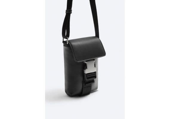 Zara Сумка через плечо mini crossbody bag with metallic fastening , Цвет: Черный, Размер: Только один размер, изображение 5