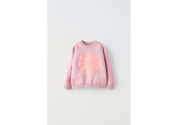 Zara Толстовка с высокофактурным принтом , Цвет: Розовый, Размер: 4-5 лет (110 см)