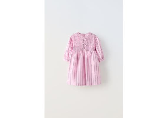 Zara Платье из полосатого поплина , Цвет: Розовый, Размер: 1½ лет (86 см), изображение 2