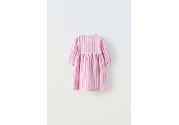 Zara Платье из полосатого поплина , Цвет: Розовый, Размер: 1½ лет (86 см), изображение 3