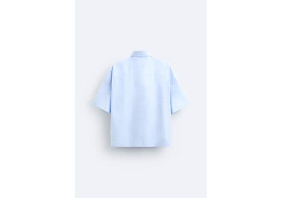 Zara Рубашка "boxy-fit oxford shirt" с сохранённым дизайном, Цвет: Синий, Размер: S-M (US S-M), изображение 8