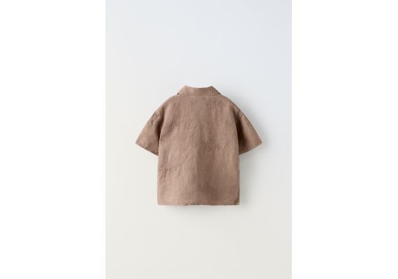 Zara Рубашка из шерстяной ткани с вышивкой , Цвет: Коричневый, Размер: 1½ лет (86 см), изображение 2