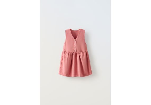 Zara Платье с разрезом и застежками , Цвет: Розовый, Размер: 1½ лет (86 см)