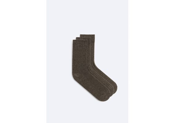 Zara Pack of 3 ribbed socks - упаковка из трех пар эластичных вязаных носков с ребристыми резинками, Цвет: Коричневый, Размер: L(43-46) (US L(10-13)), изображение 2