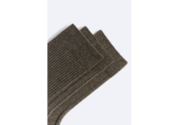 Zara Pack of 3 ribbed socks - упаковка из трех пар эластичных вязаных носков с ребристыми резинками, Цвет: Коричневый, Размер: L(43-46) (US L(10-13)), изображение 3