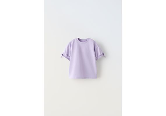 Zara Однотонная футболка с бантами , Цвет: Фиолетовый, Размер: 6 лет (116 см)