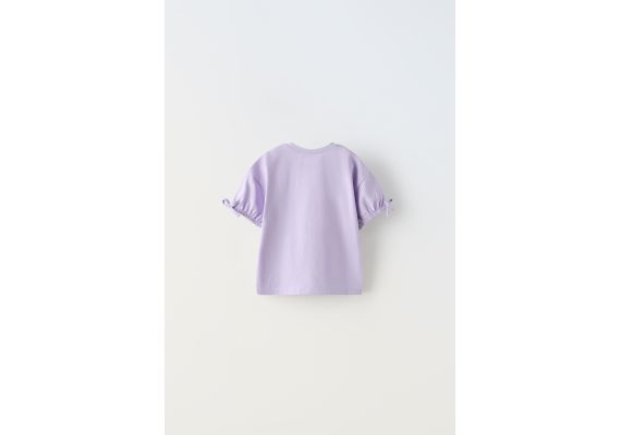 Zara Однотонная футболка с бантами , Цвет: Фиолетовый, Размер: 5 лет (110 см), изображение 2