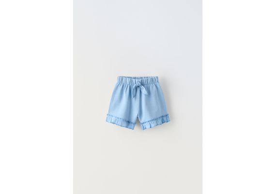 Zara Плюшевые бермуды с луком и оборками , Цвет: Синий, Размер: 3 лет (98 см)