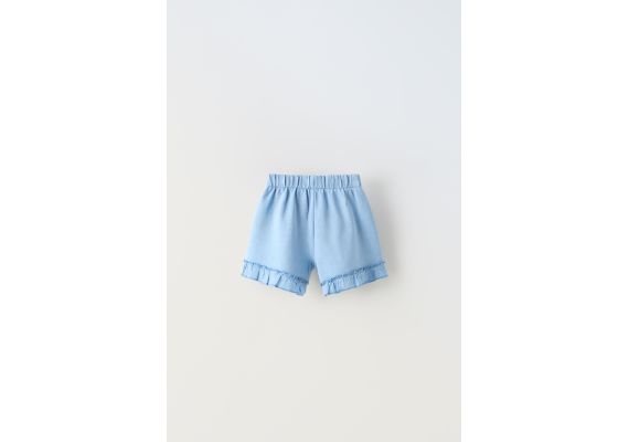 Zara Плюшевые бермуды с луком и оборками , Цвет: Синий, Размер: 1½ лет (86 см), изображение 2