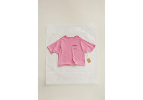 Zara Timelesz - футболка из льня с эффектом окрашивания , Цвет: Розовый, Размер: 1½ лет (86 см)