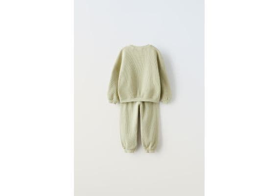 Zara Комплект из вафельного трикотажа с лозунгом , Цвет: Зеленый, Размер: 3-4 лет (104 см), изображение 2