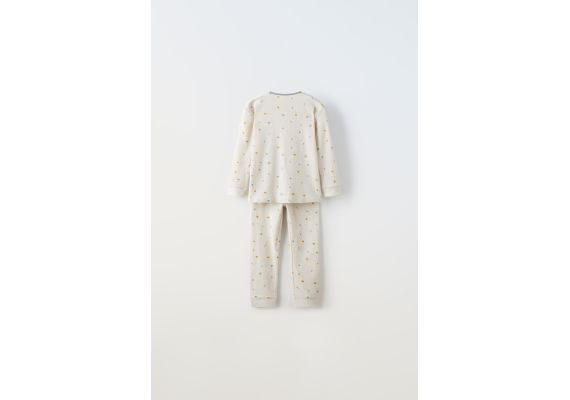 Zara Сохраняйте  1-6 лет / ребристые печатные пижамы , Цвет: Бежевый, Размер: 18-24 месяцев (92 см), изображение 2