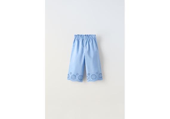 Zara Брюки из вышитой поплина , Цвет: Синий, Размер: 1½ лет (86 см), изображение 3