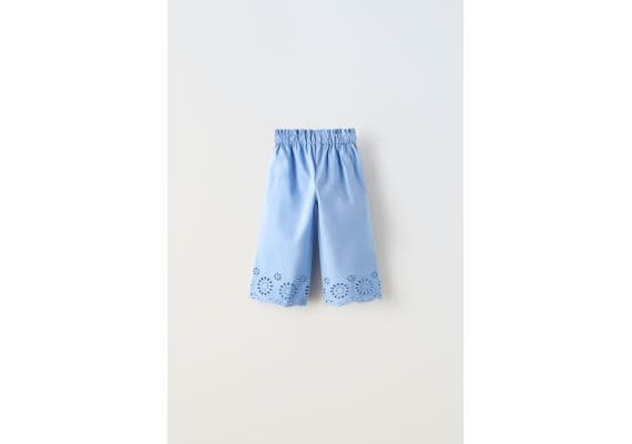 Zara Брюки из вышитой поплина , Цвет: Синий, Размер: 1½ лет (86 см), изображение 4