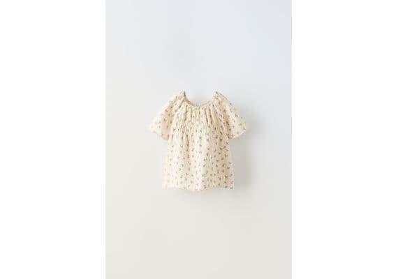 Zara Рубашка с текстурным цветочным узором , Цвет: Бежевый, Размер: 1½ лет (86 см), изображение 2