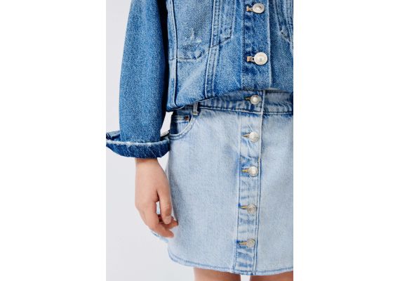 Zara Юбка из джинсовой ткани с потёртостями , Цвет: Синий, Размер: 3 лет (98 см), изображение 2