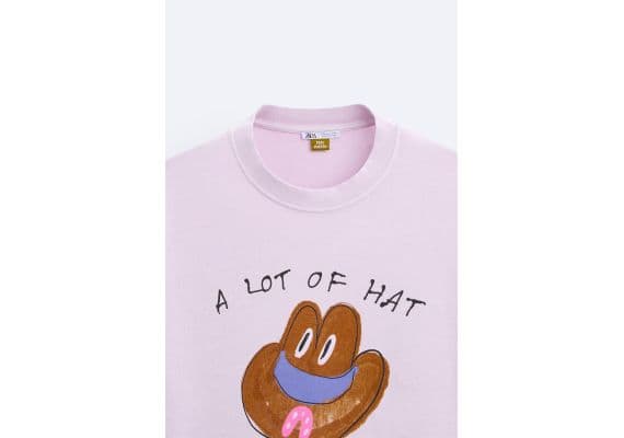 Zara Футболка с рисунком hat t-shirt x pepo moreno , Цвет: Пурпурный, Размер: XL (US XL), изображение 8