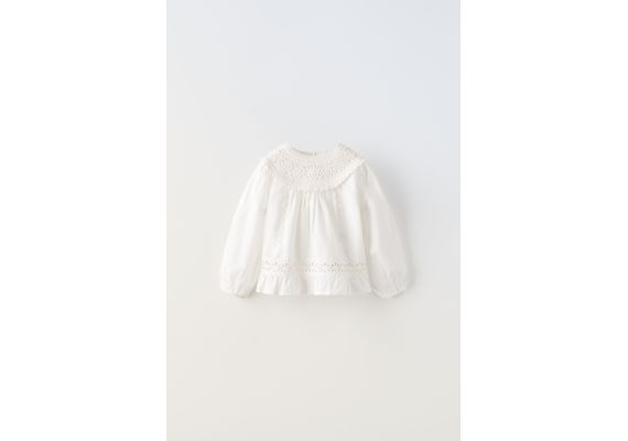 Zara Блузка из кружева , Цвет: Белый, Размер: 5-6 лет (116 см), изображение 3