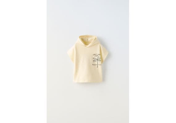 Zara Вышиванная терри-футболка с капюшоном , Цвет: Жёлтый, Размер: 1½ лет (86 см)