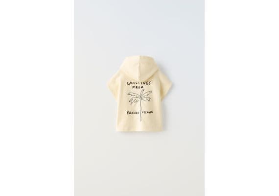 Zara Вышиванная терри-футболка с капюшоном , Цвет: Жёлтый, Размер: 1½ лет (86 см), изображение 2