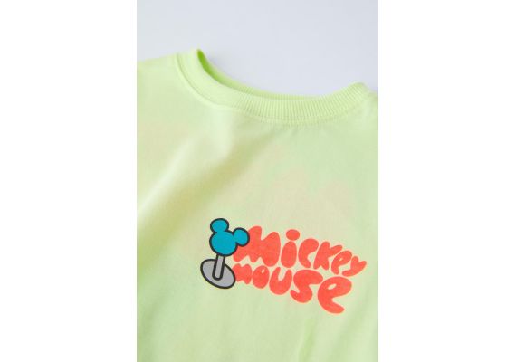 Zara Футболка с принтом mickey mouse © disney на груди и спине, Цвет: Зеленый, Размер: 1½ лет (86 см), изображение 3