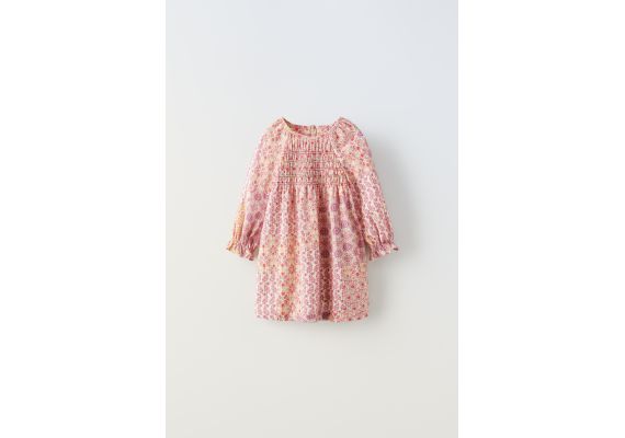 Zara Платье пэчворк с резиновыми оборками , Цвет: Розовый, Размер: 1½ лет (86 см), изображение 2